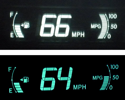 Current MPG display’s feedback on current gas mileage