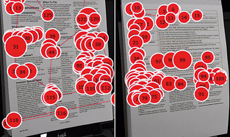 The participant did not read the instructions in their entirety (page 1, left; page 3, right); rather, he skimmed and then moved on to the form where he needed to enter information. Participants in this study flipped back to the instructions only when they needed help completing the form.