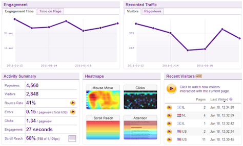 Example of a Clicktale dashboard