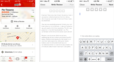 Design for Yelp reviews on mobile
