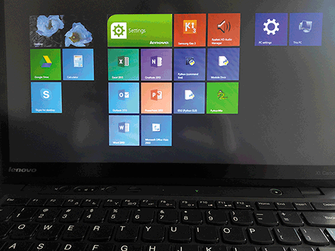 Win8 on a touchscreen laptop means the user switches between tiles and desktop, between direct-touch and mouse.