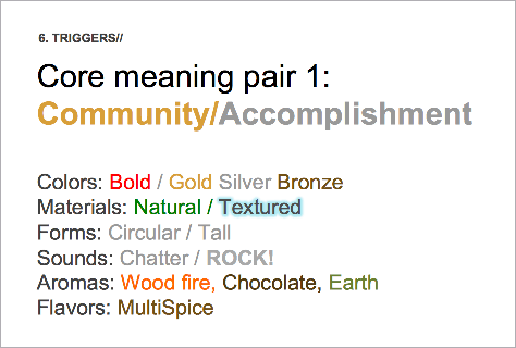 Core meaning pair: community/accomplishment