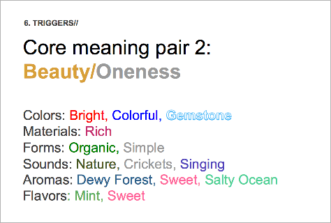 Core meaning pair: beauty/oneness