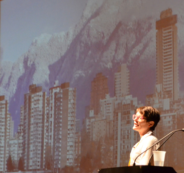 Krispian Emert with her beautiful hometown Vancouver in the background