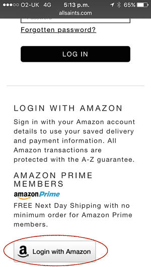 Using Amazon to sign in and check out