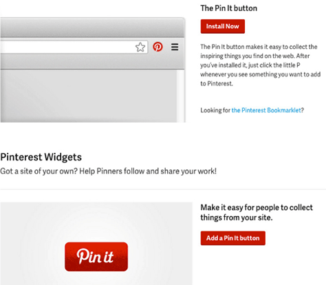 Pinterest offers multiple ways to facilitate sharing (pinning).