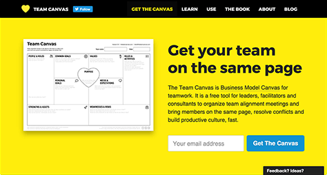 Team Canvas, a simple tool for facilitating team alignment