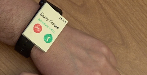 A wearables prototype made from sticky notes
