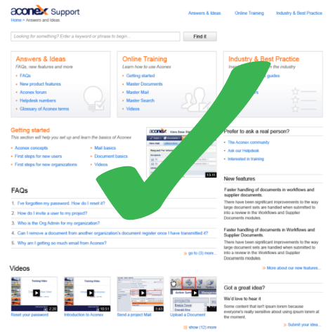 Aconex Support site