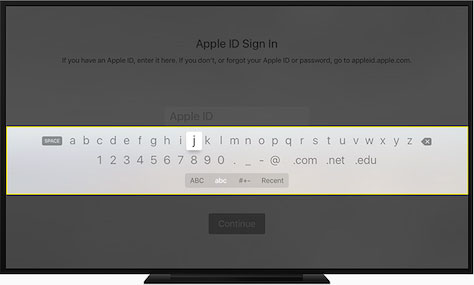 Text entry on the new Apple TV Remote