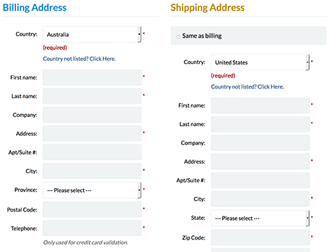 Consistent order for Billing and Shipping