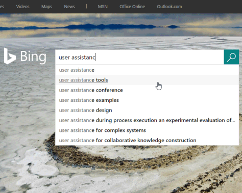 Bing's autocomplete feature