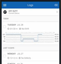 A digital log in KeepTruckin