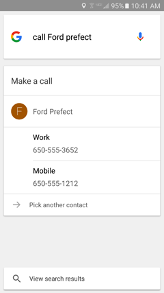 Google disambiguating: which number do you want to call?