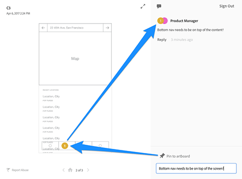 Pinning comments to artboard