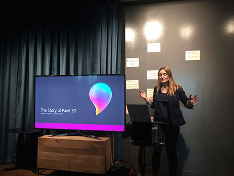 Jennifer O'Brien talking about the Paint 3D design process