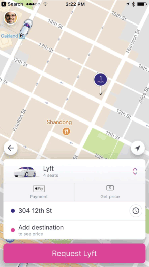 Lyft passenger application