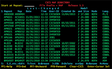 A terminal display of a database with pagination controls