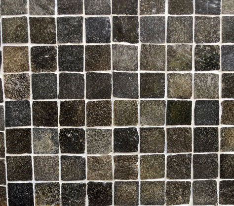 A massive vertical expanse of mosaic tiles