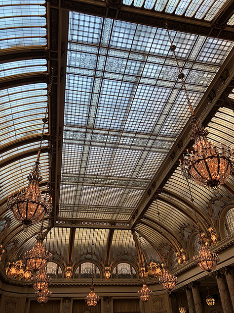 Leaded-glass skylight at the Palace Hotel
