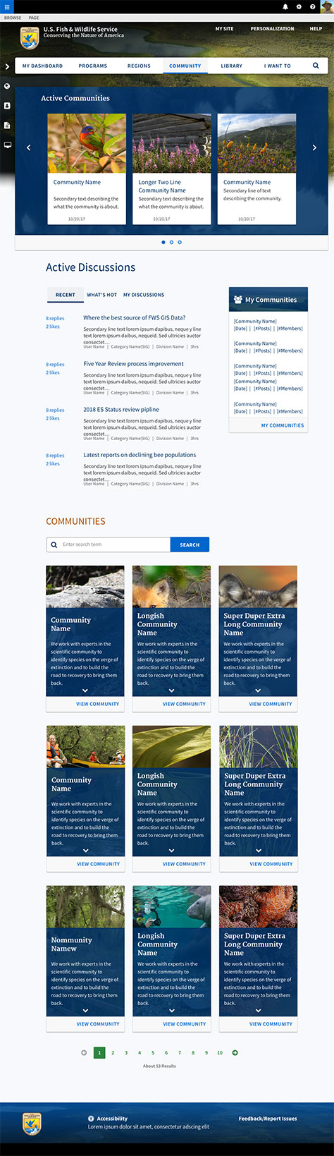 U.S. Fish and Wildlife intranet based on SharePoint 2016