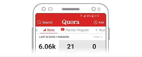 Tabs in the Quora app for Android