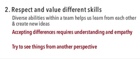Respecting and valuing different skills