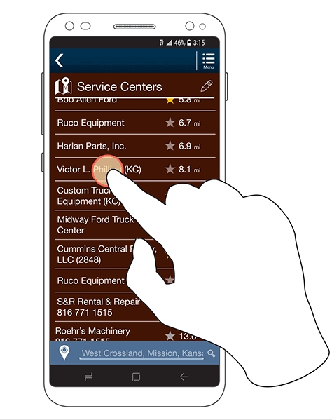Representing touch by showing a finger touching the screen