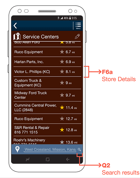 Brackets indicating two different clickable areas