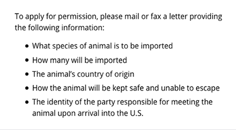 CDC&rsquo;s list of requirements for importing animals