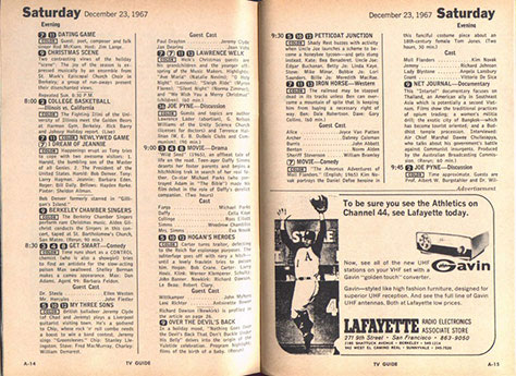 A 1967 spread from the print version of TV Guide