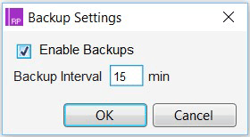 Backup Settings dialog box