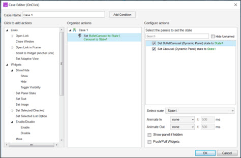 Defining a bulleted carousel in the Case Editor dialog box