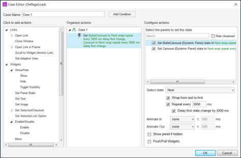 Defining an OnPageLoad event in the Case Editor dialog box