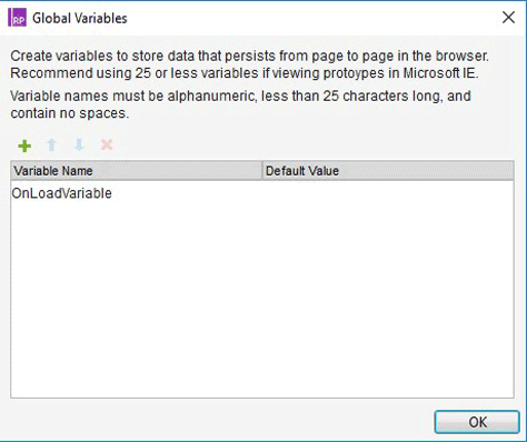 Global Variables dialog box