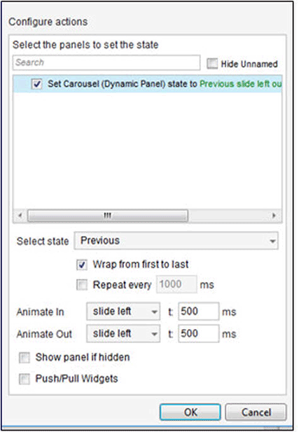 Setting up the left-arrow interaction for the carousel