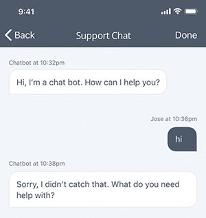 This bot expected users to describe  issues, not greet it