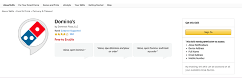 Domino's Pizza Alexa skill
