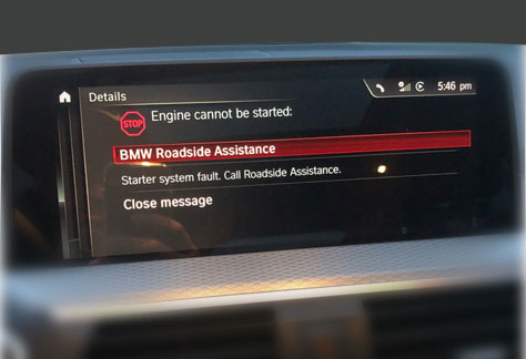 A warning alert on a car dashboard