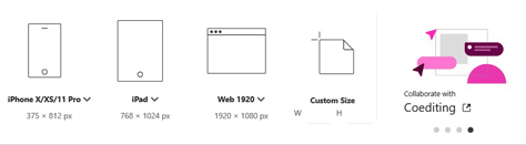 Adobe XD's artboard sizes