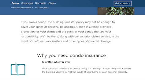 Fixed navigation bar on the Nationwide Insurance Web site