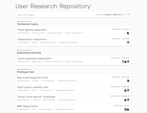 Research repository of a fictional travel company