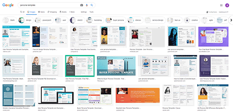 Search results for persona template in Google Images