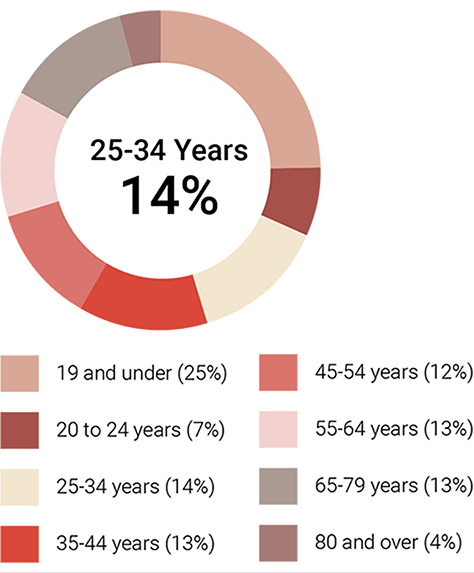 United States population by age in 2019
