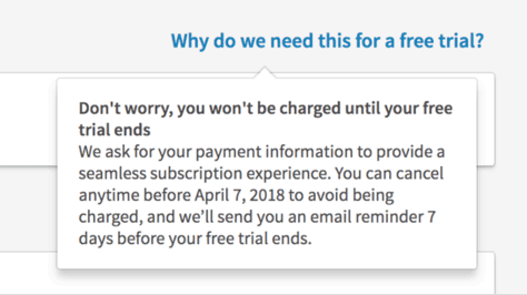 LinkedIn's free-trial page