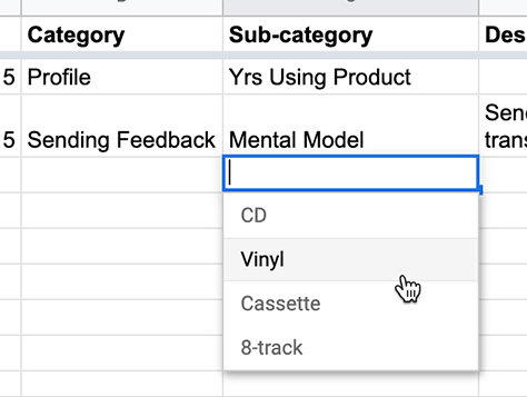 Your Formats drop-down list