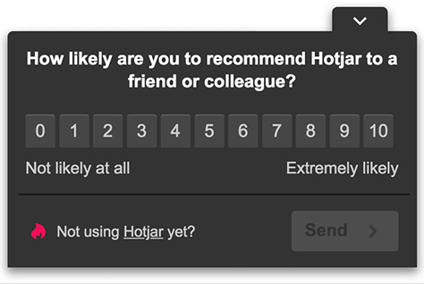 An NPS survey on Hotjar