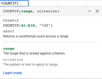 COUNTIF() formula