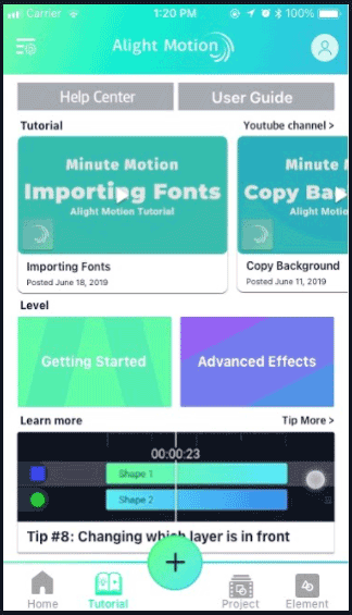 A digital wireframe of the Alight Motion Help Center