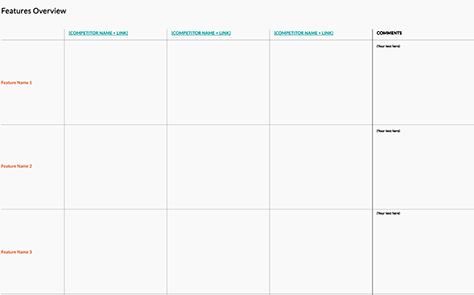 A row for each feature you're evaluating